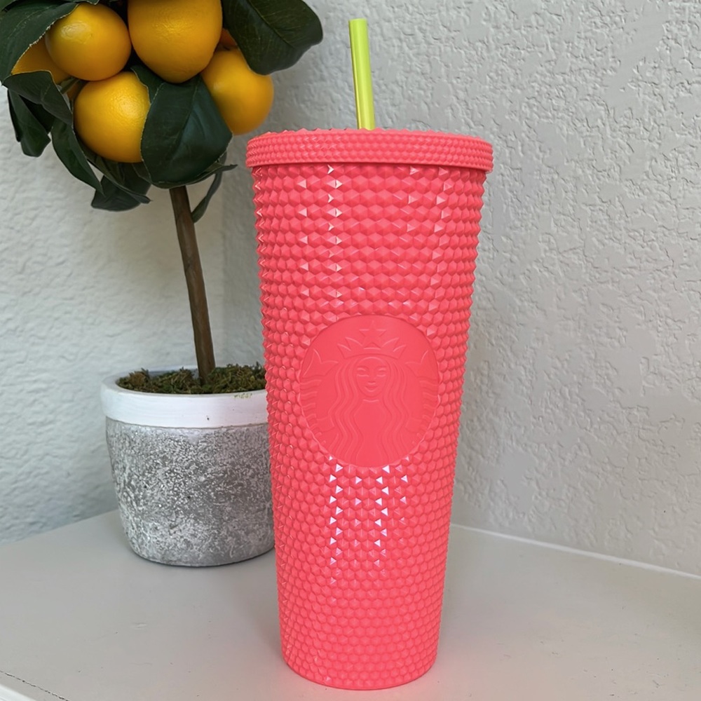 ❗️STARBUCKS DRAGON FRUIT PINK STUDDED BLING STRAW TUMBLER COLD CUP